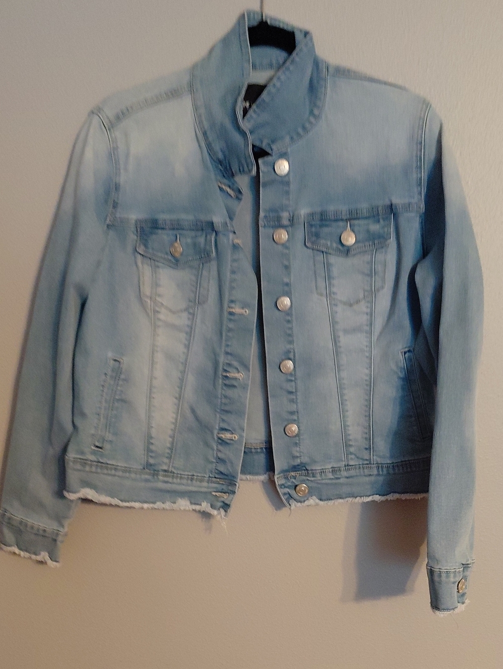 Nine West Light Blue Denim Jacket with Raw Hem